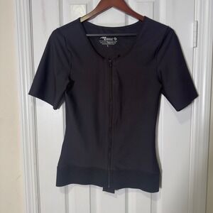 Marena Comfortwear Compression Top Zip Short Sleeve Black Women L Post Surgical
